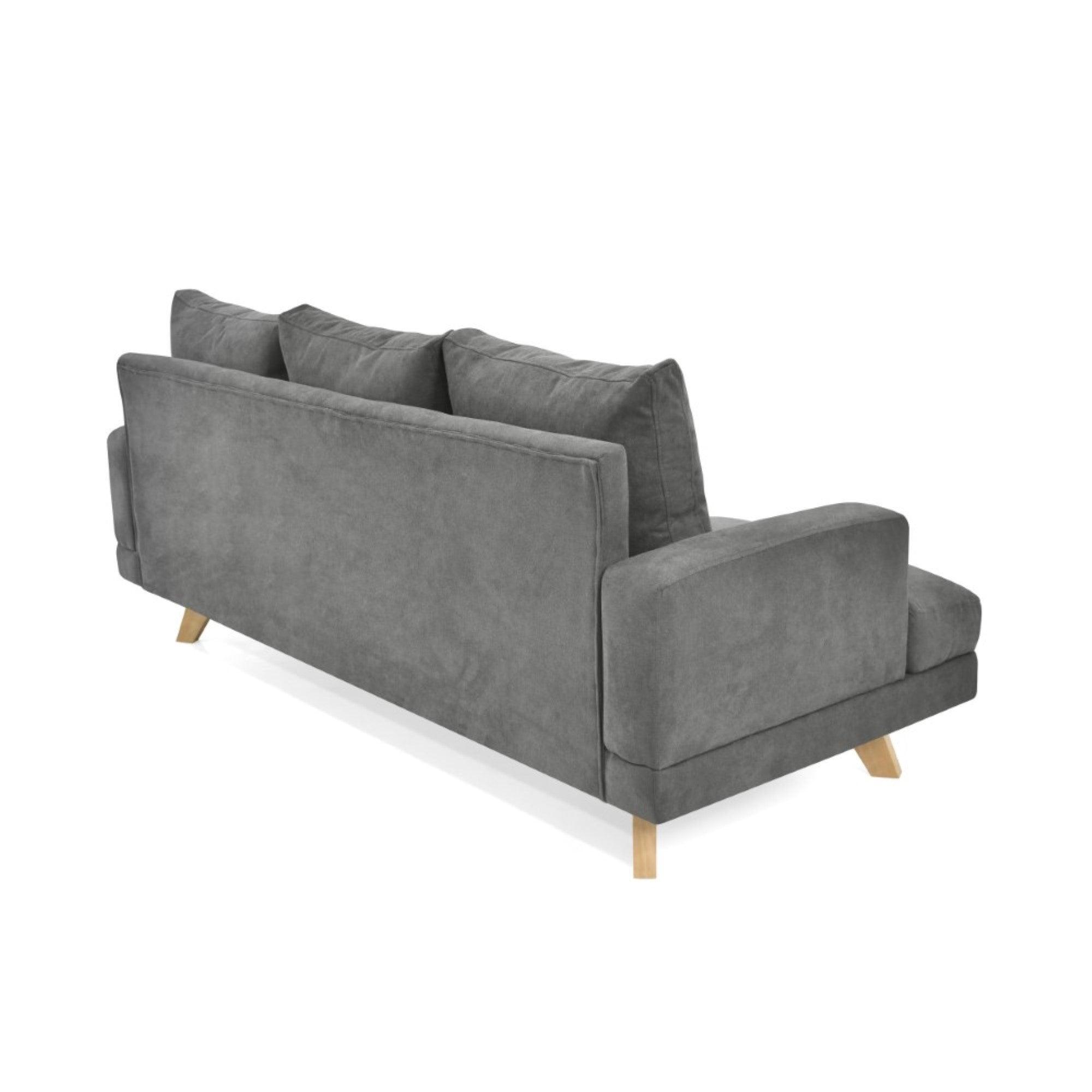 Sofa 3 Puestos Lisboa Tela Gris - VIRTUAL MUEBLES