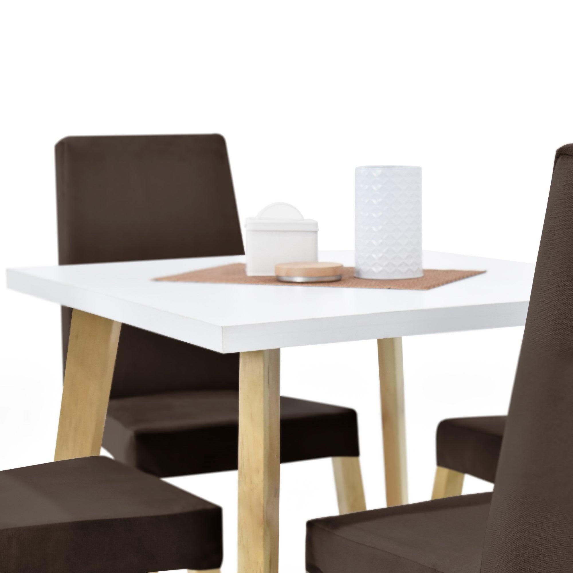 Juego de Comedor 4P Tiza Sillas Galicia Tela Chocolate - VIRTUAL MUEBLES