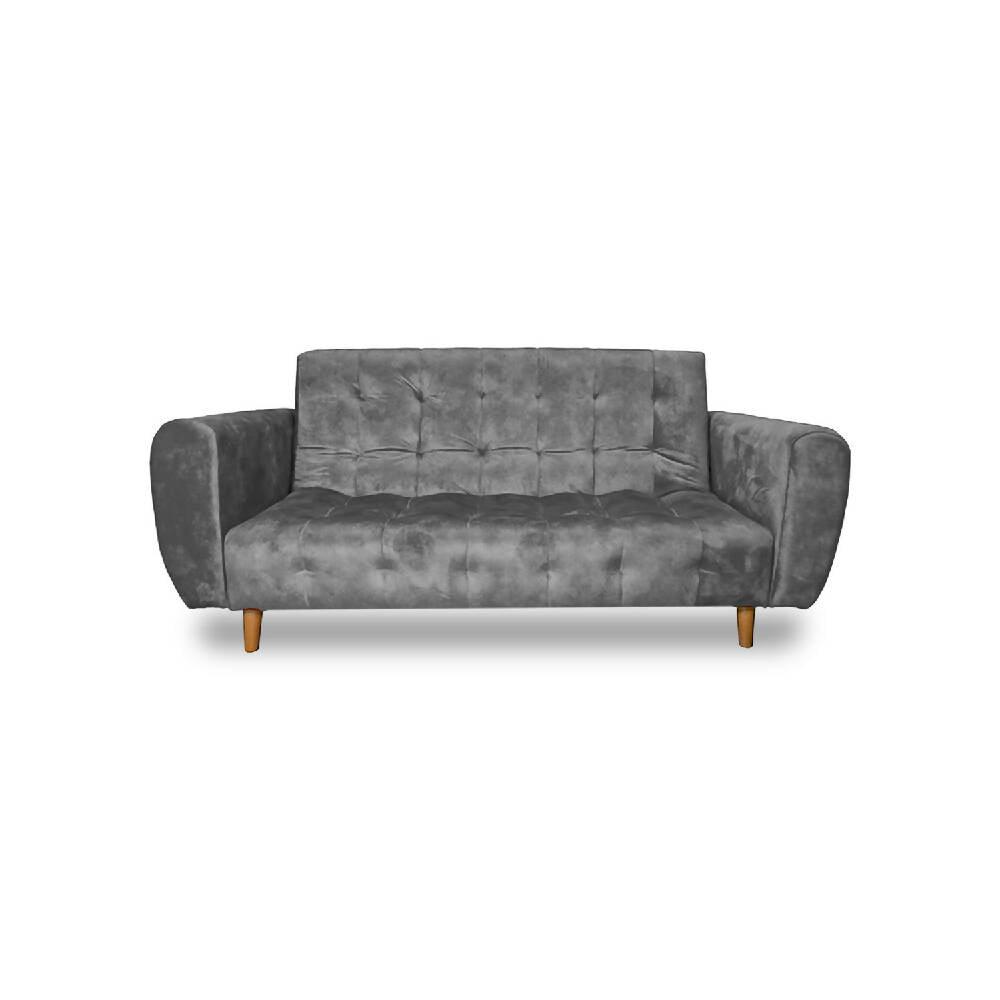 Sofá cama Volvo plata nobuk, patas de madera - VIRTUAL MUEBLES