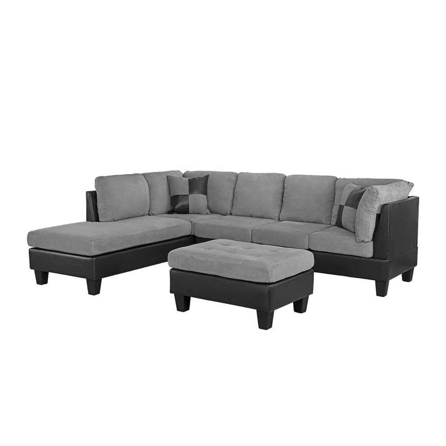 Sofá en L Izquierdo Leto Microfibra Gris 260x75x85