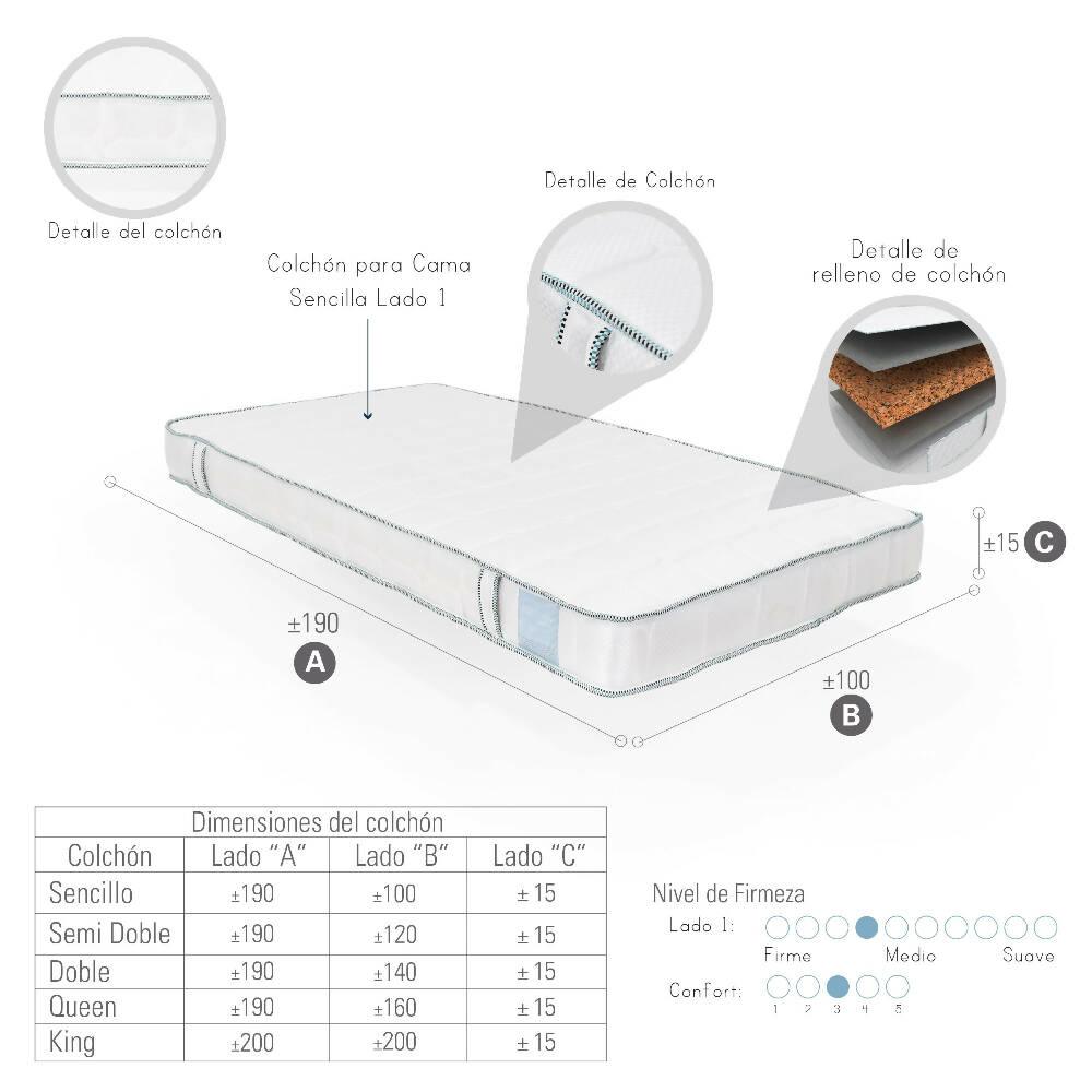 Colchon Cincinnati Queen 160 cm x 190 cm - Blanco - VIRTUAL MUEBLES