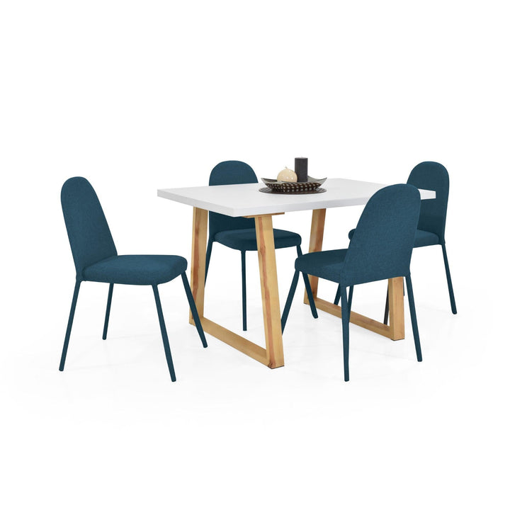 Juego de Comedor 4P Andara Sillas Dublin Tela Azul - VIRTUAL MUEBLES