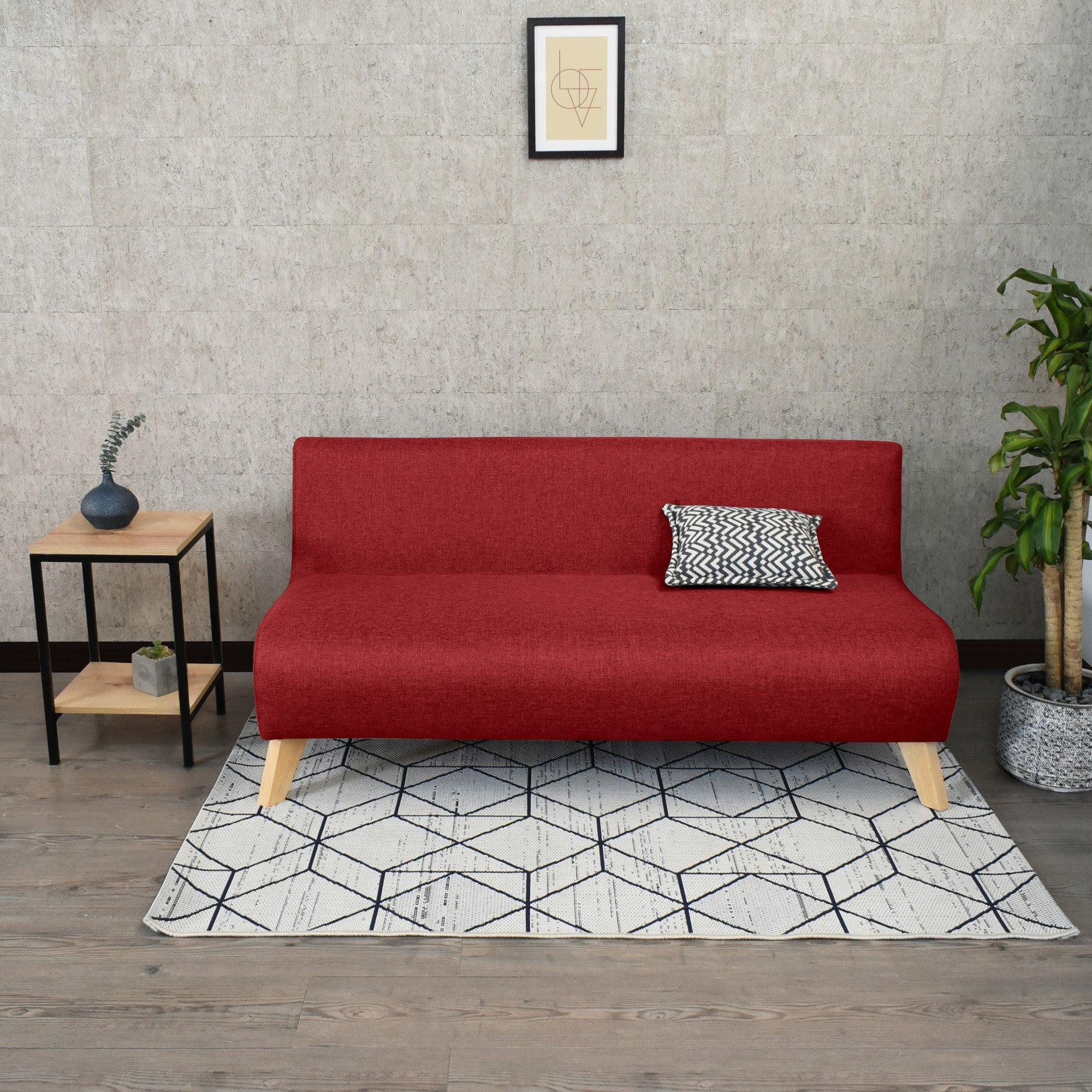 Sofa 3 Puestos Oslo Tela Rojo - VIRTUAL MUEBLES