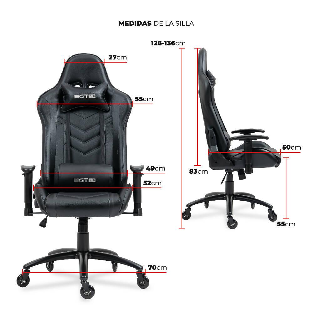 Silla Ergonómica Gamer EGTAIR-10-BB Office/Developer/Gamer en negro con tapizado de cuero sintético - VIRTUAL MUEBLES