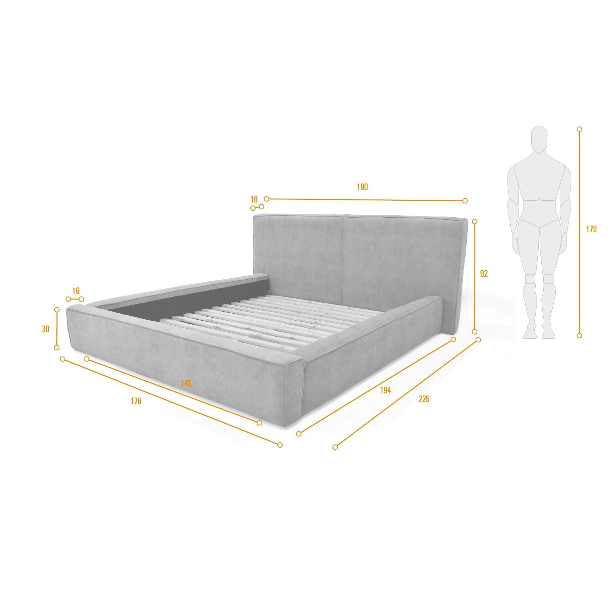 Cama Lennon Doble Tela Gris