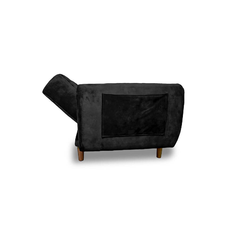 Sofá cama volvo nobuk negro, pata de madera - VIRTUAL MUEBLES