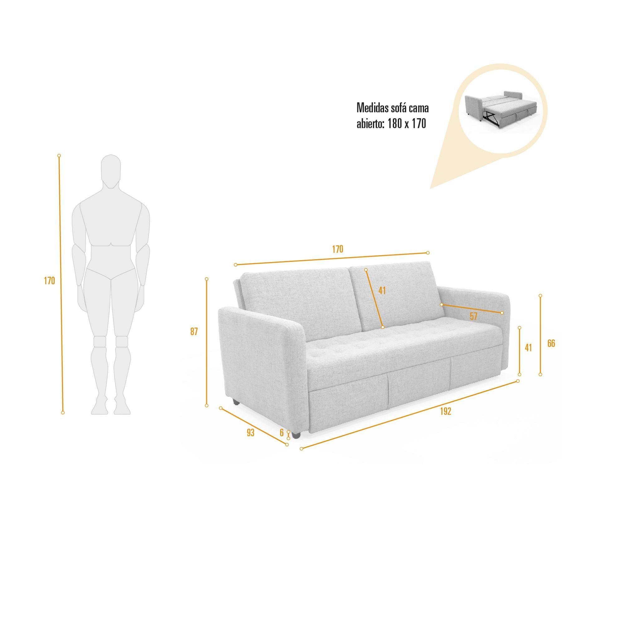 Sofa Cama Uganda Reclinable 3 Posiciones 192x93x87 Tela Acero