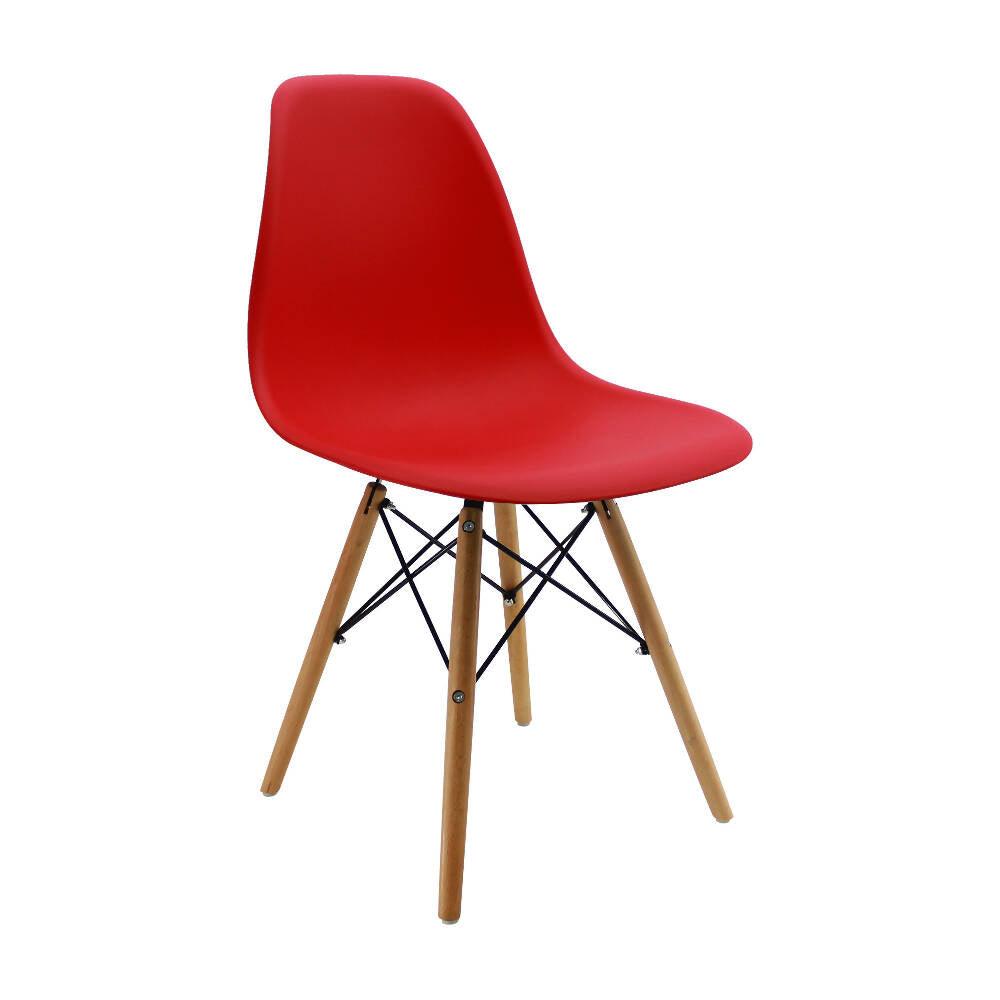 Kit por 6 sillas Eames Patas En Madera para comedor, sala, restaurante - Roja - VIRTUAL MUEBLES