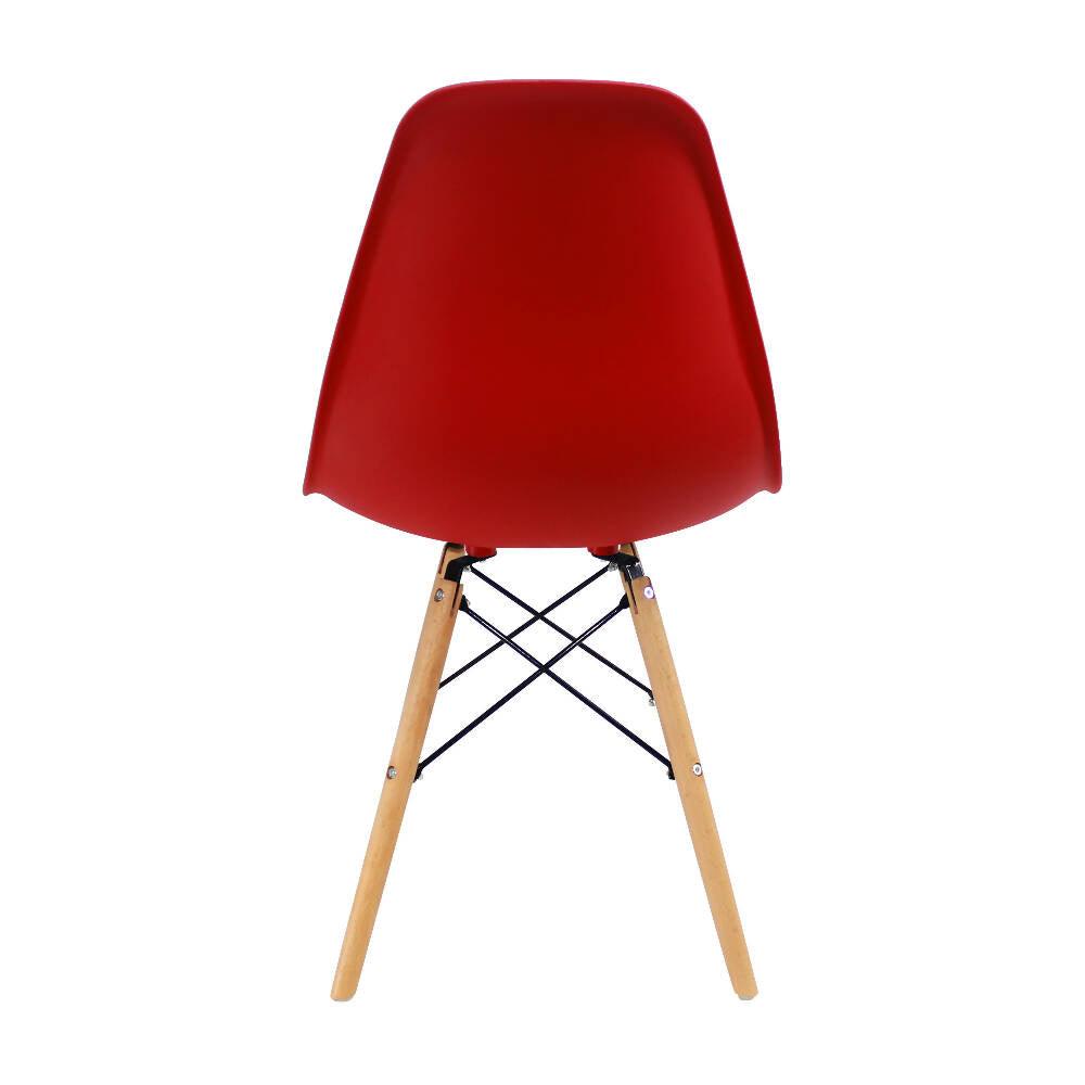 Kit por 6 sillas Eames Patas En Madera para comedor, sala, restaurante - Roja - VIRTUAL MUEBLES