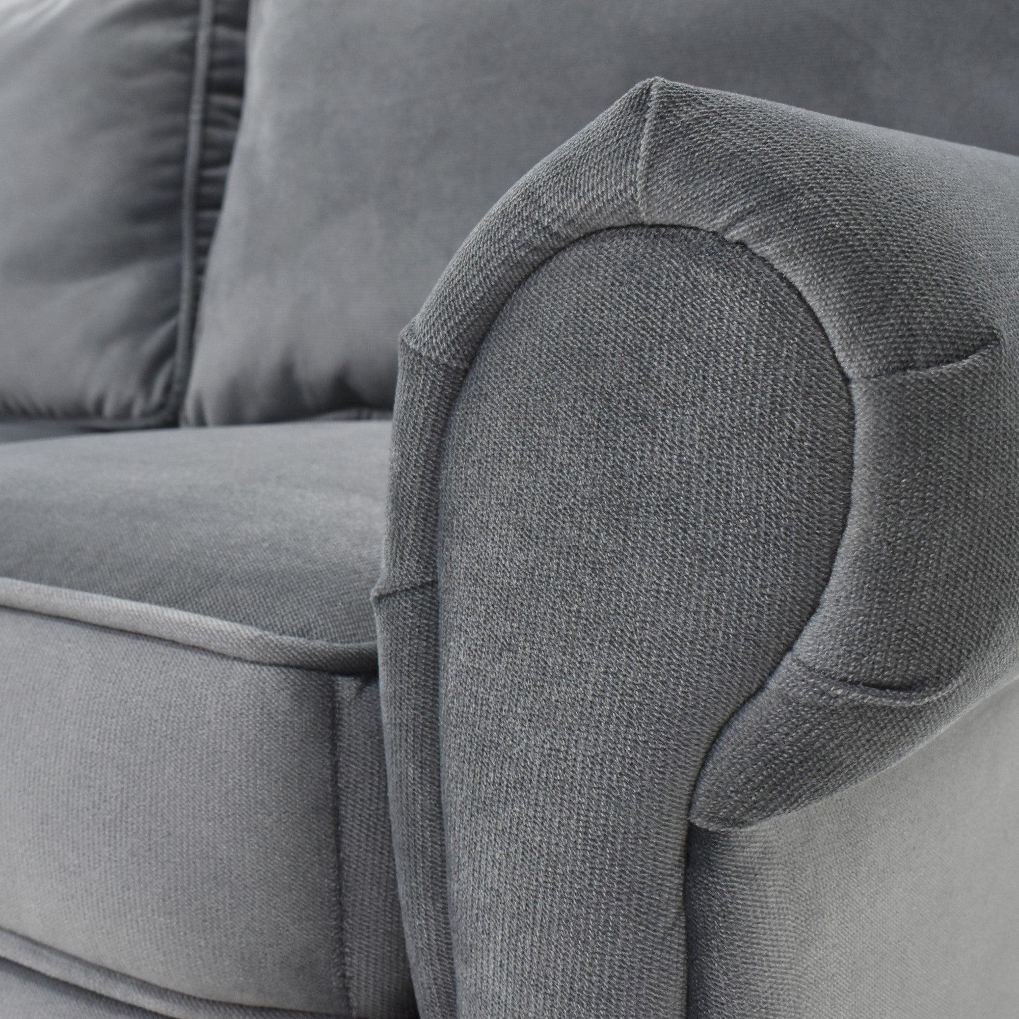 Sofa 3 Puestos Lancaster Tela Poliester Gris - VIRTUAL MUEBLES