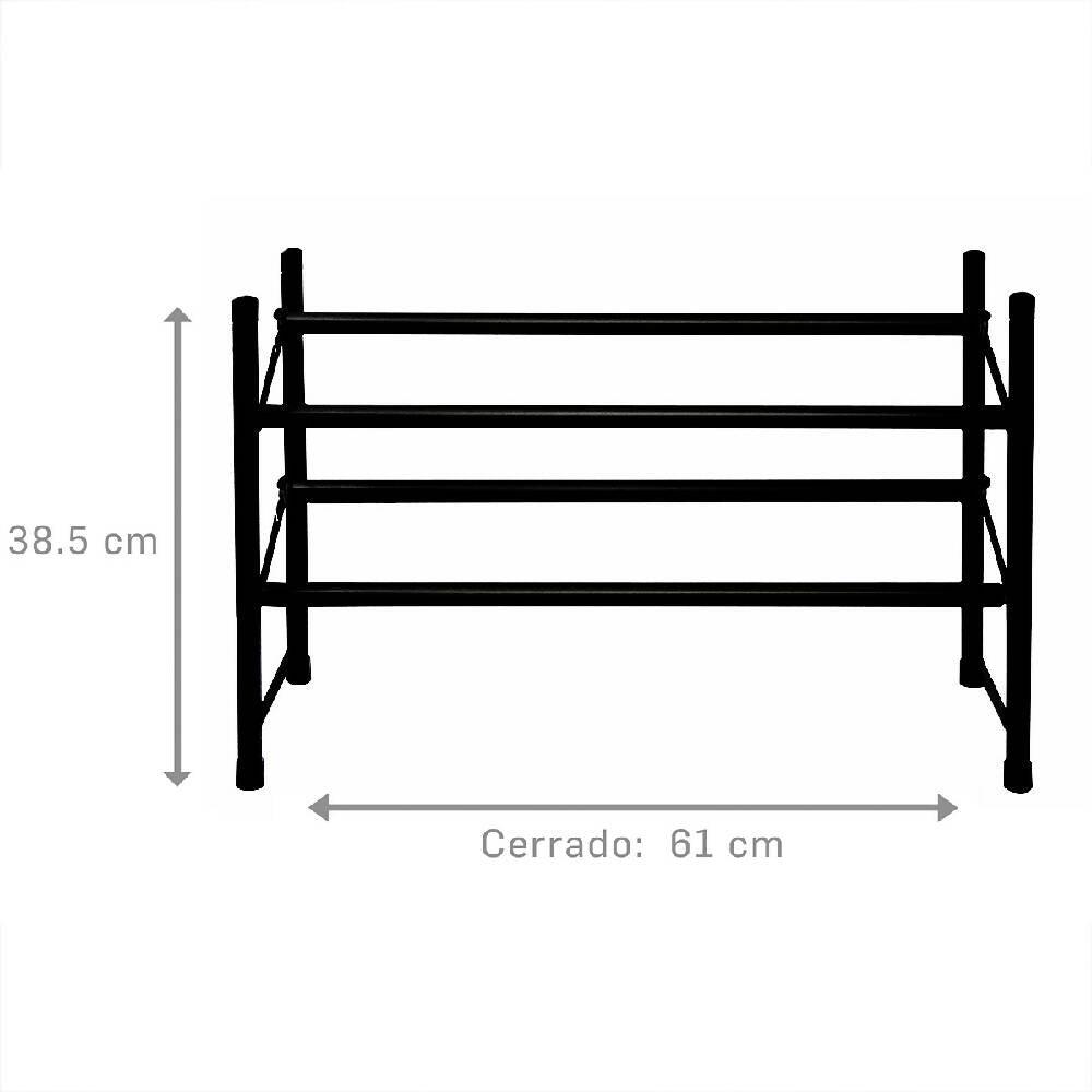 Zapatero expandible 2 niveles negro - VIRTUAL MUEBLES