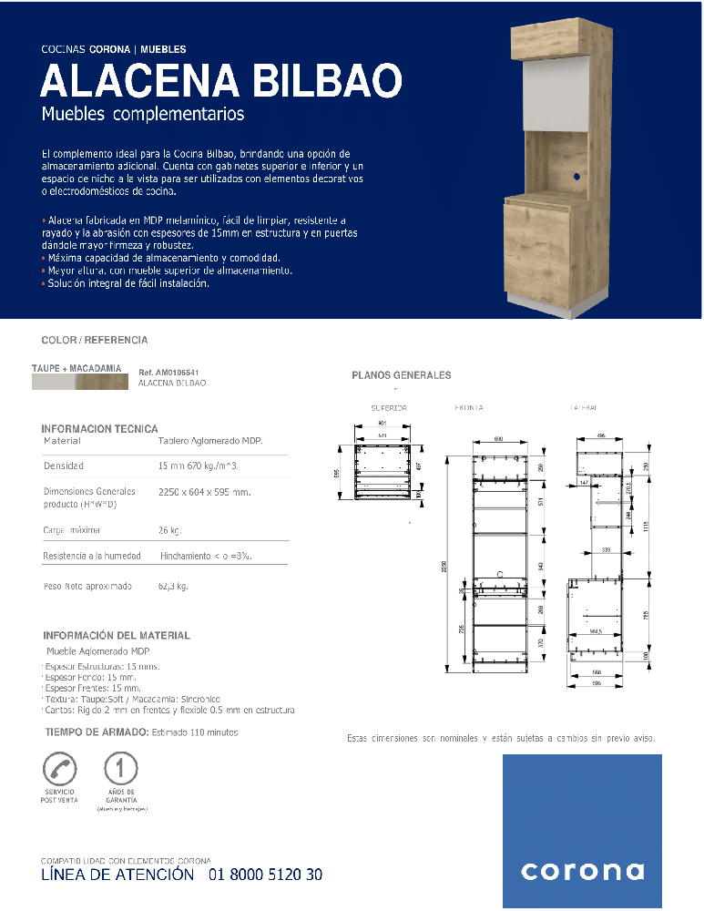Alacena Corona Bilbao - VIRTUAL MUEBLES