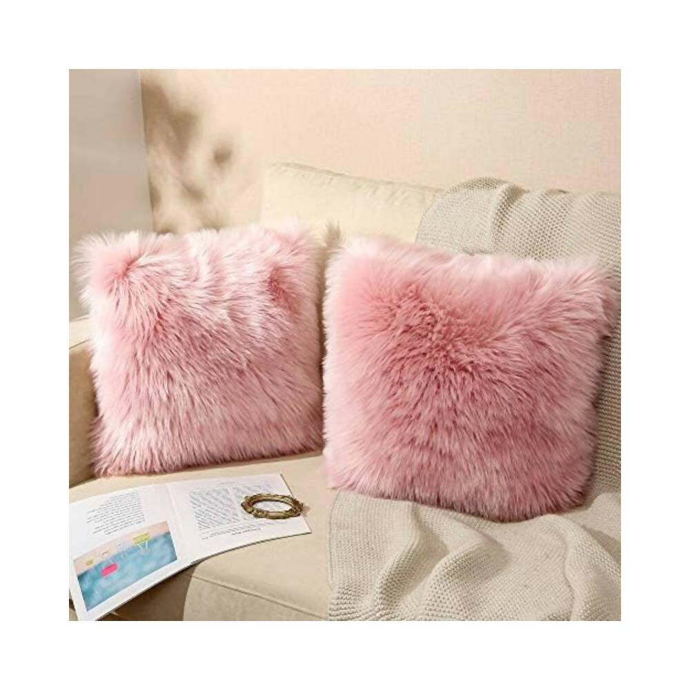 Kit X 2 Fundas Cojines Peluche Largo Palo de Rosa - VIRTUAL MUEBLES