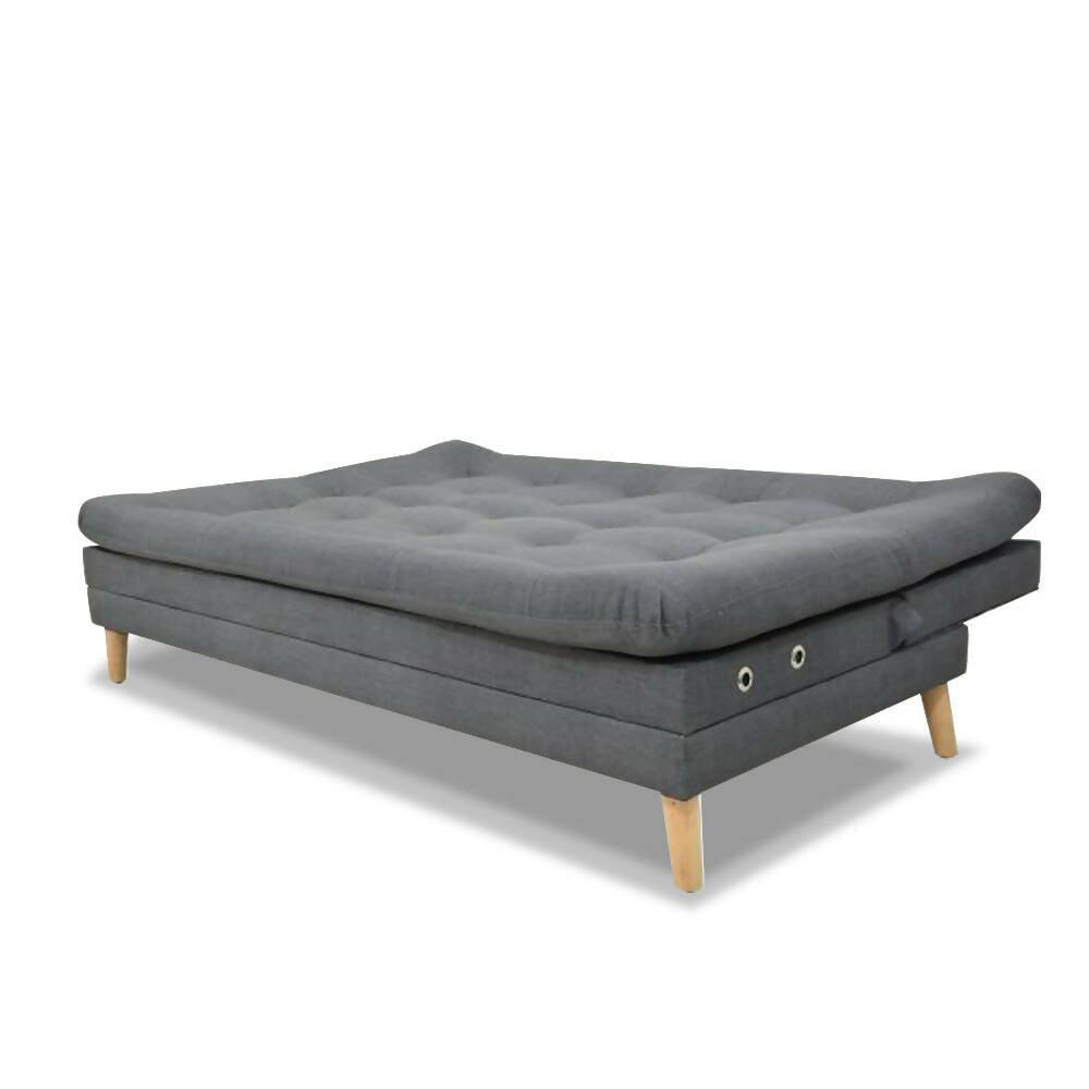 Sofá cama cooper con brazos gris poliéster - VIRTUAL MUEBLES