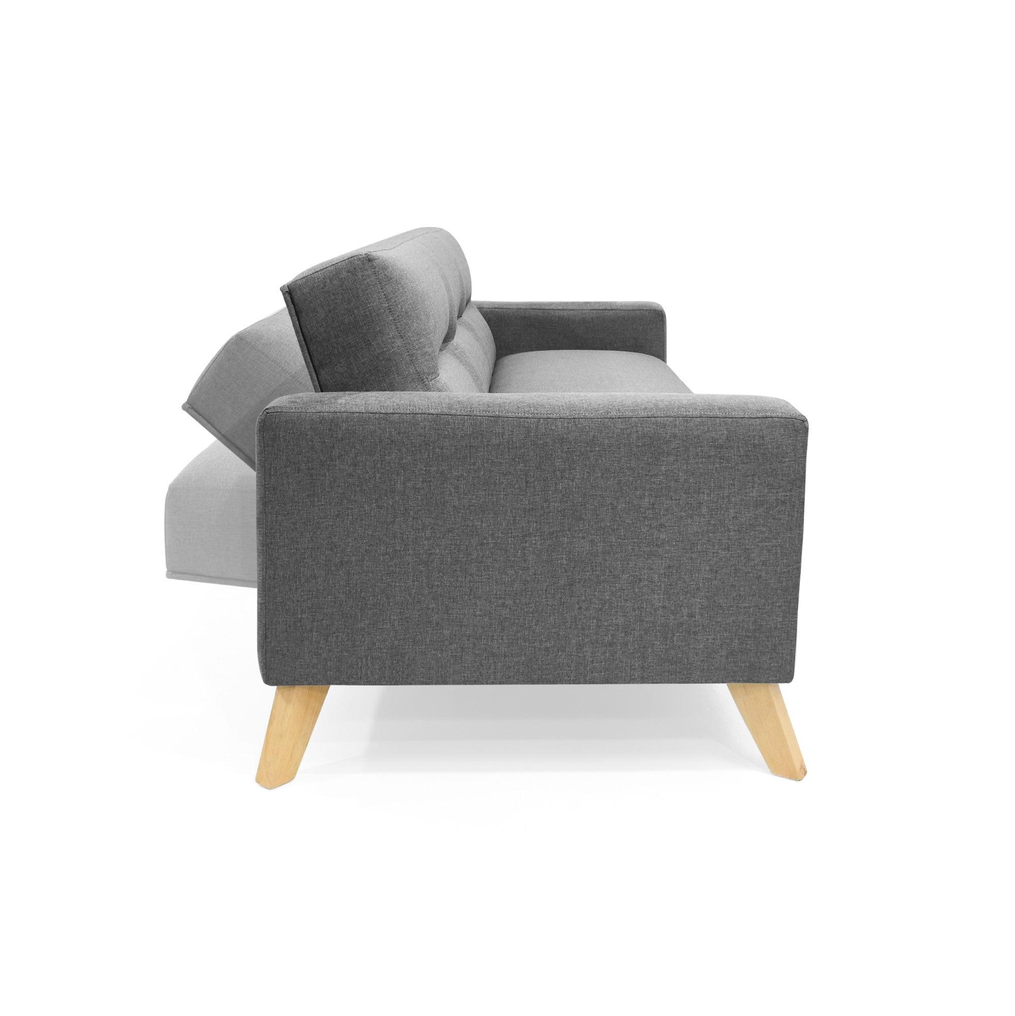 Sofa Cama Sion 3 Posiciones Tela Poliester Gris - VIRTUAL MUEBLES
