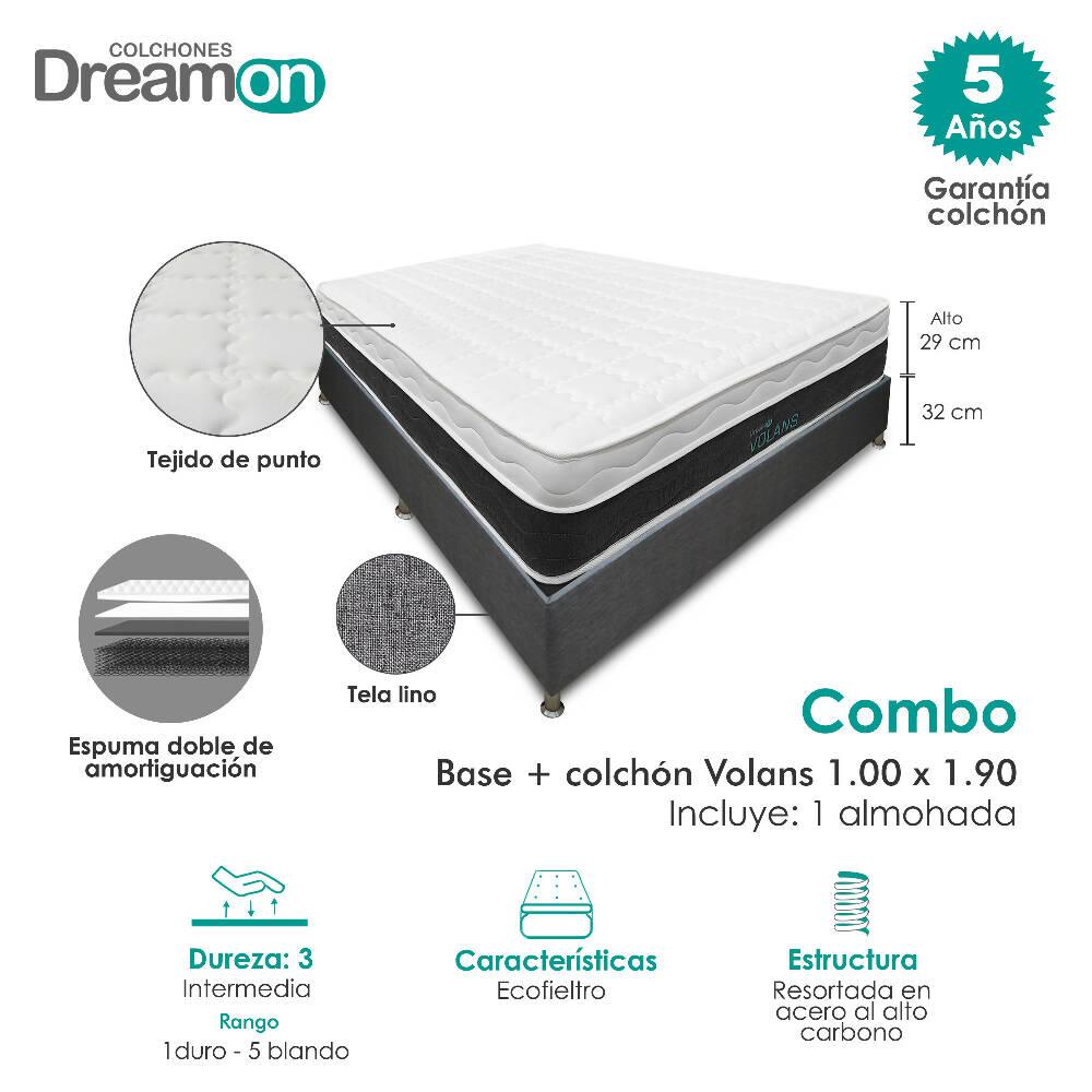 Colchón Con Base Dreamon Volans Sencillo Intermedio - VIRTUAL MUEBLES