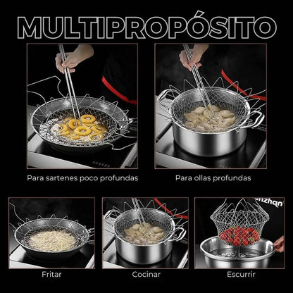 Escurridor Plegable De Aceite Acero Inoxidable Colador Malla - VIRTUAL MUEBLES