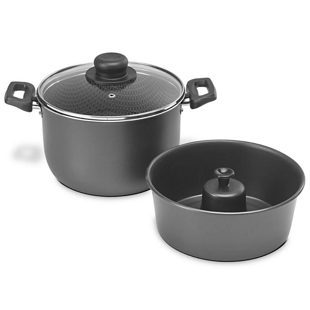 Olla para Tortas con Tapa Funcional 24 cm Gris - VIRTUAL MUEBLES