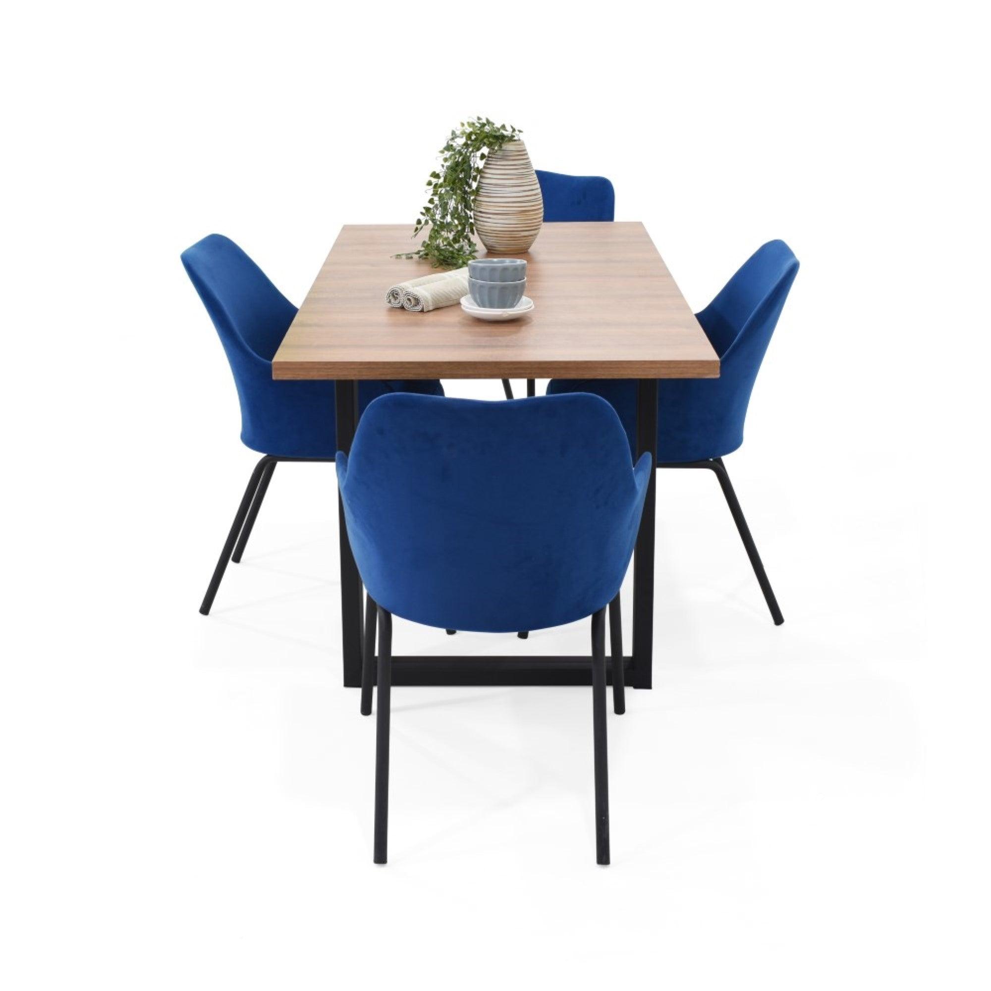 Comedor Marsella con Sillas Mendoza Tela Azul - VIRTUAL MUEBLES