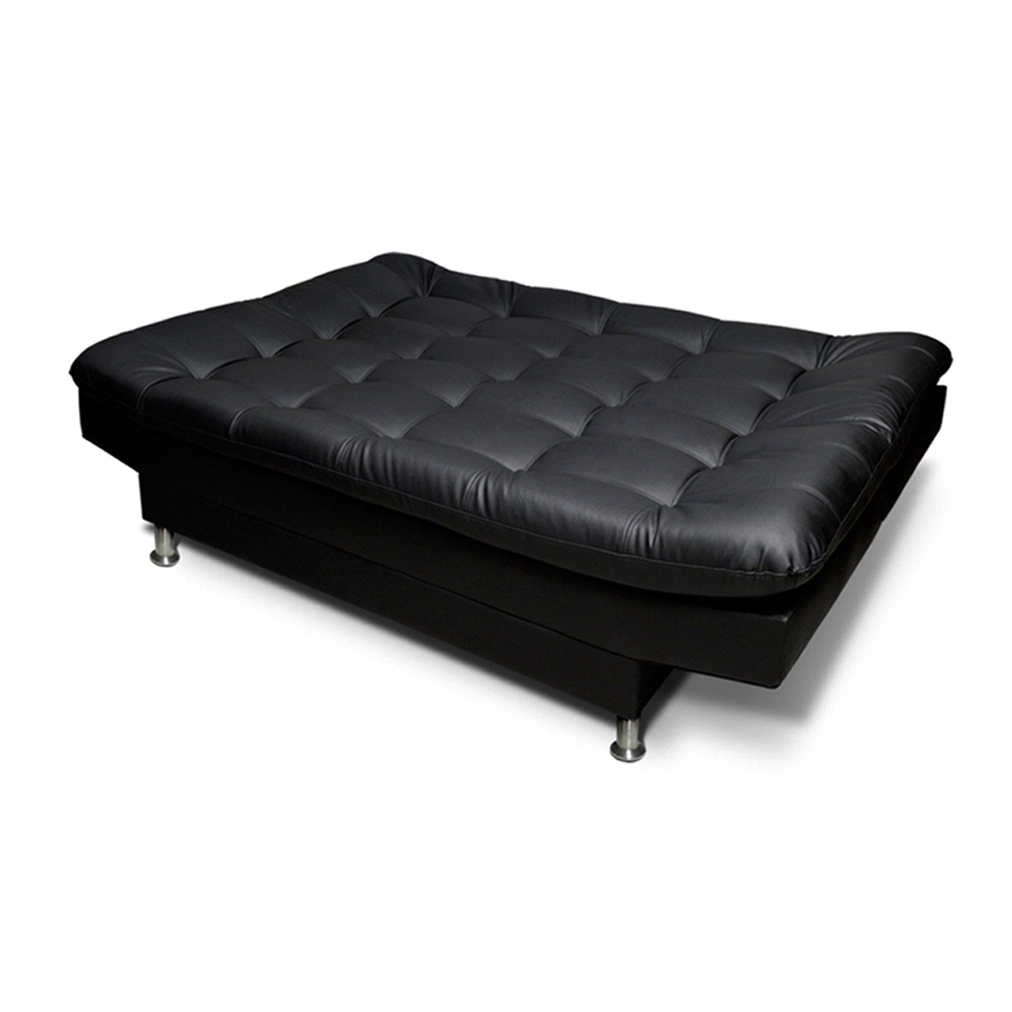 Sofacama Clic Clac Carvallo Plain Tipo Cuero Negro - VIRTUAL MUEBLES