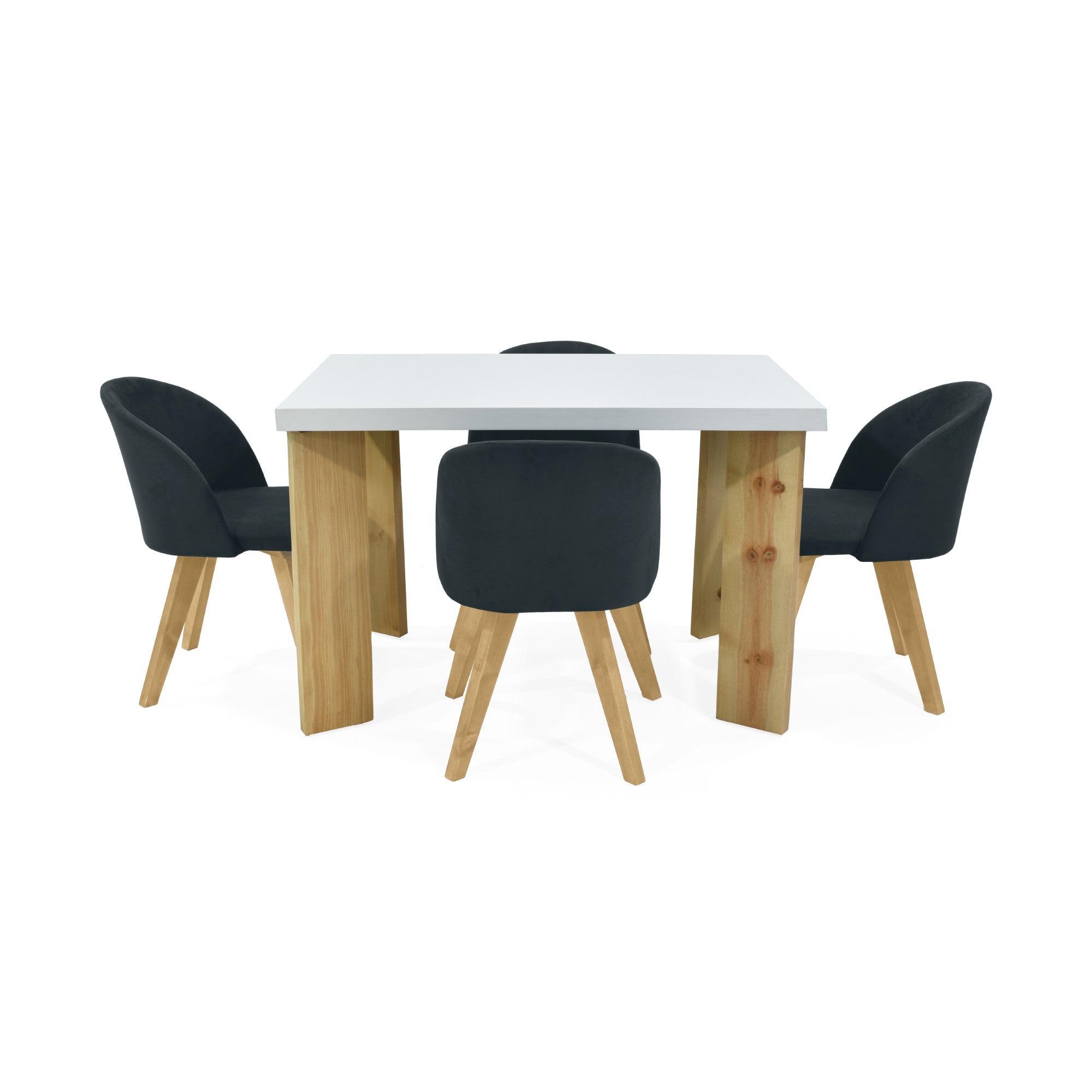 Juego de Comedor Sevilla 4 Puestos con Silla Sabina Tela Gris