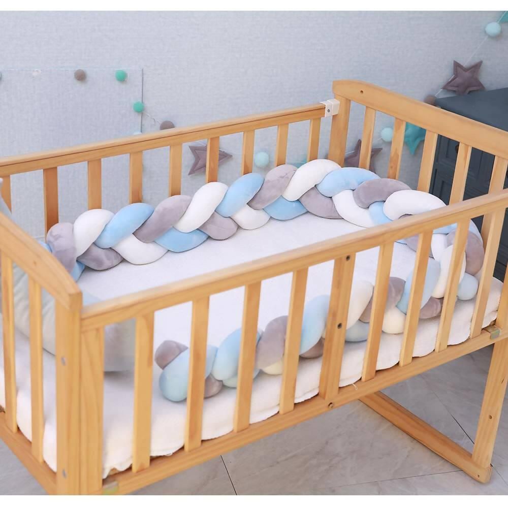 Cojin Protector para Cuna Trenza 3 metros Banzay Azul y gris - VIRTUAL MUEBLES