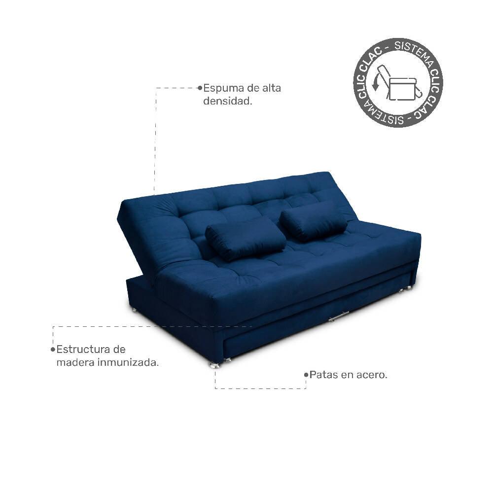 Sofa Cama Rosalin en azul - VIRTUAL MUEBLES