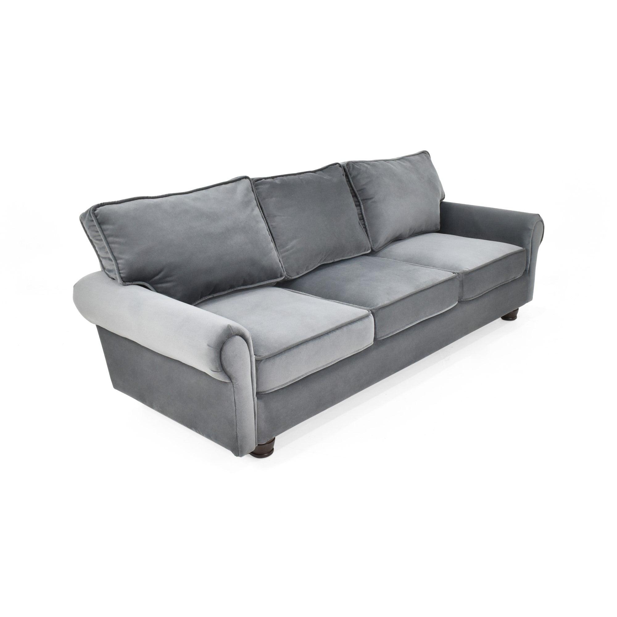 Sofa 3 Puestos Lancaster Tela Poliester Gris - VIRTUAL MUEBLES