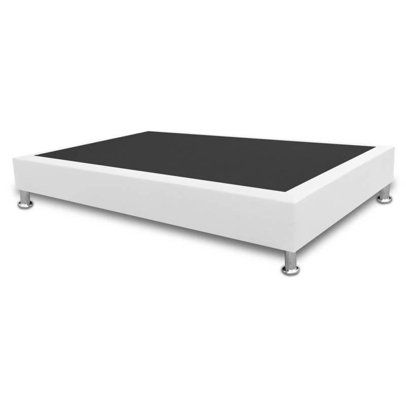Base Cama Sommier 100x190 Ecocuero Blanco - VIRTUAL MUEBLES