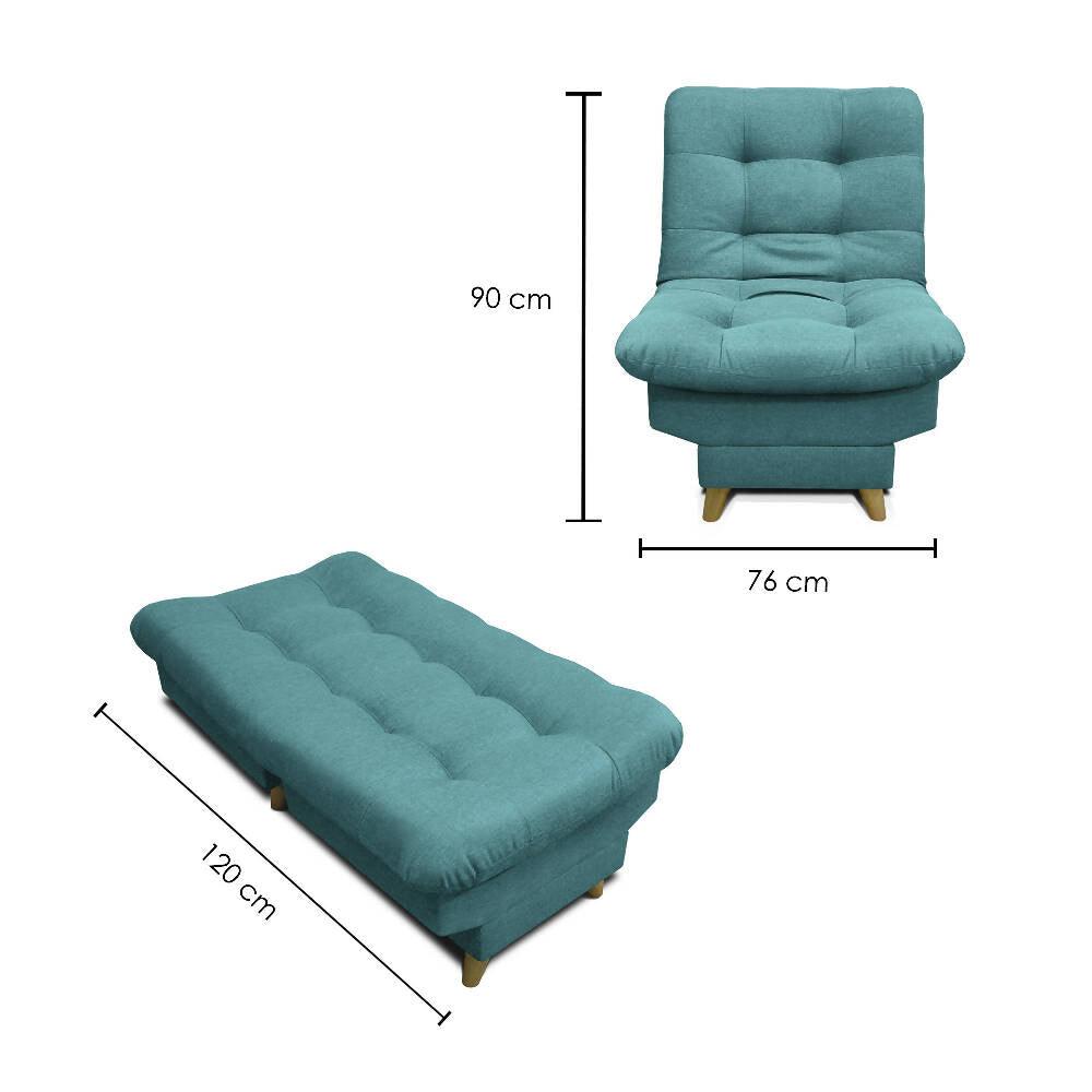 Silla Clic Clac Carvallo Lux Tela Turquesa - VIRTUAL MUEBLES