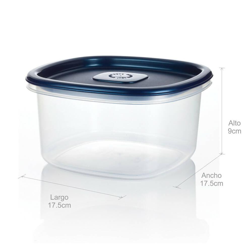 Recipiente Plus Cuadrado 1.5L Azul Noche - VIRTUAL MUEBLES