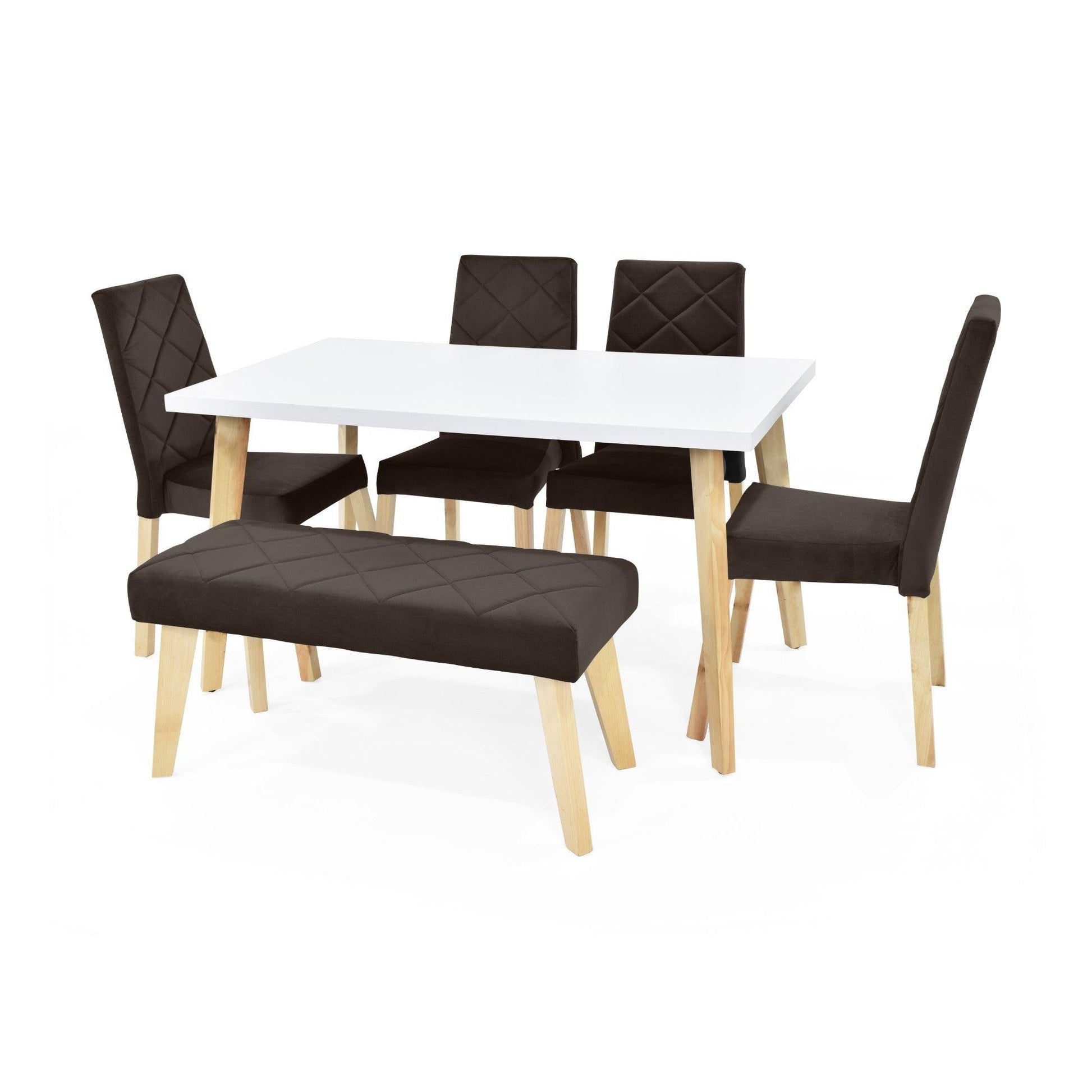 Juego de Comedor 6P Lugo Matiz Con Butaco Liverpool Tela Chocolate - VIRTUAL MUEBLES
