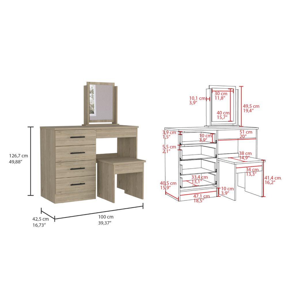 Mueble Tocador Wesley color Beige y Blanco para Habitación.