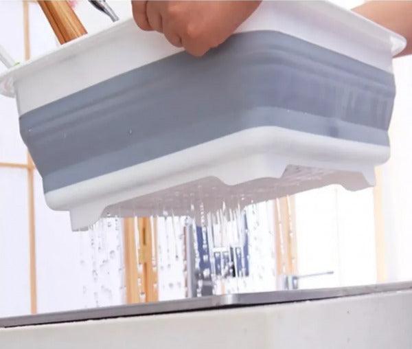 Escurridor de platos plegable color blanco y gris - VIRTUAL MUEBLES