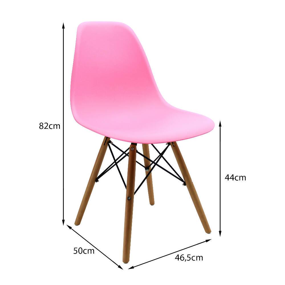 Kit por 4 sillas Eames Patas En Madera para comedor, sala, restaurante - Rosada - VIRTUAL MUEBLES