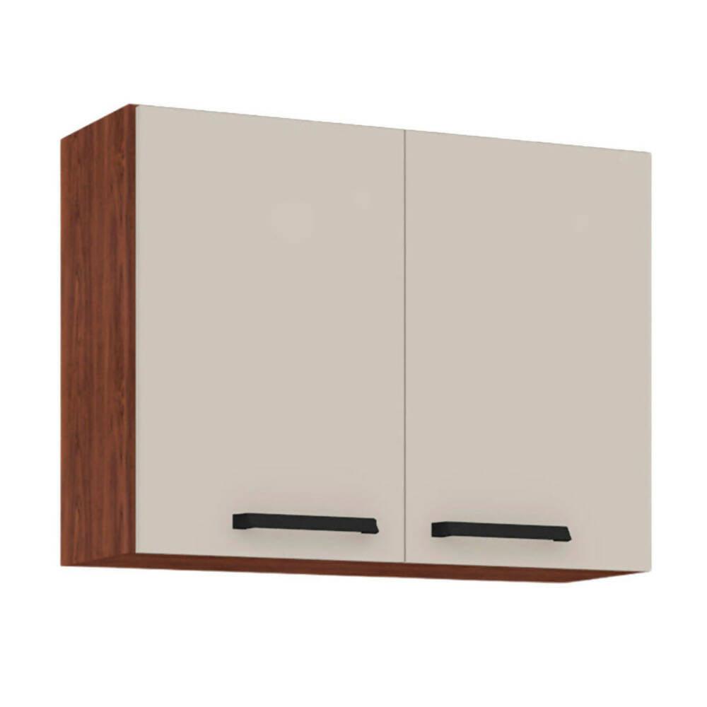 Cocina Canna 120cm 6 Puertas 2 Cajones Café/Blanco Apagado - VIRTUAL MUEBLES