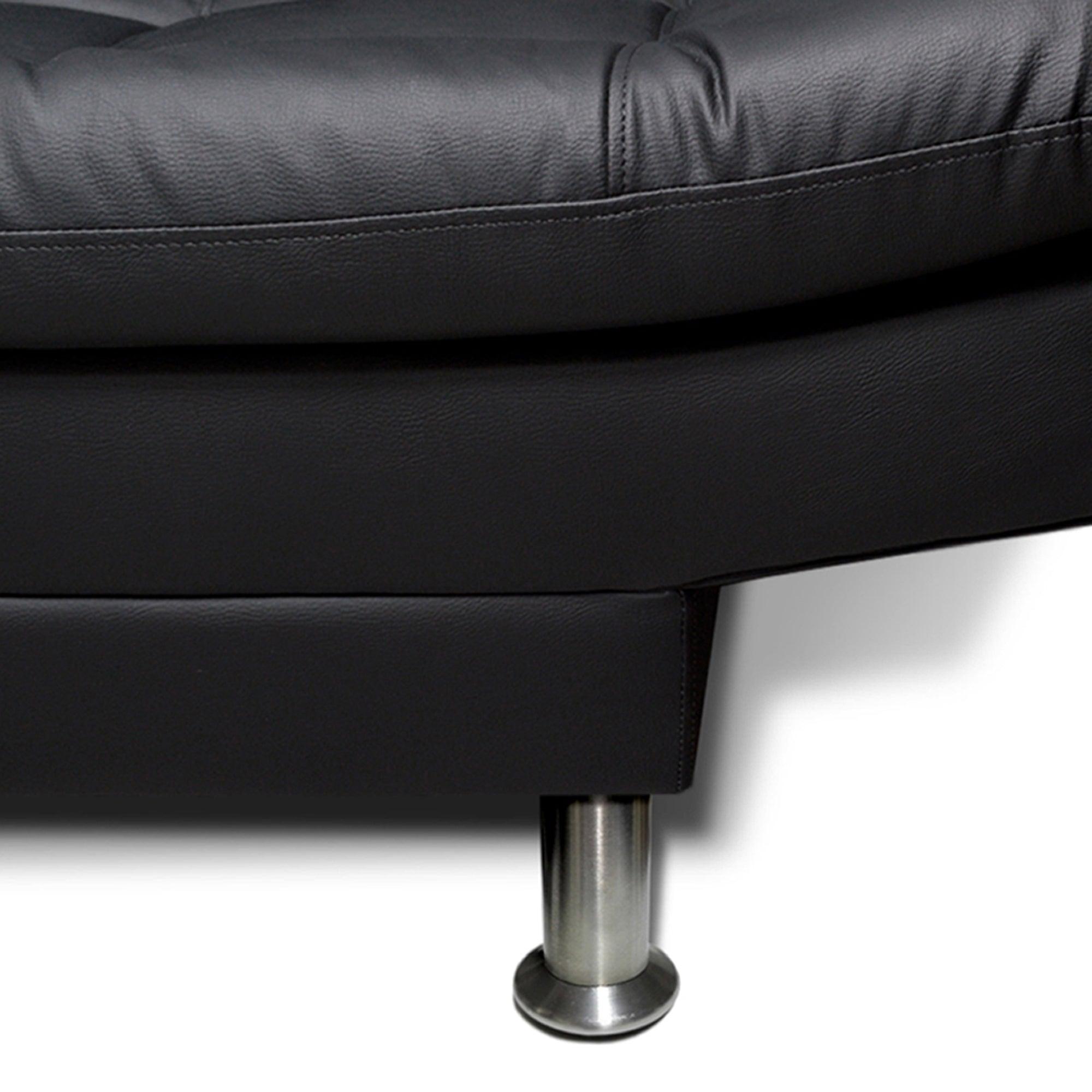 Sofacama Clic Clac Carvallo Plain Tipo Cuero Negro - VIRTUAL MUEBLES