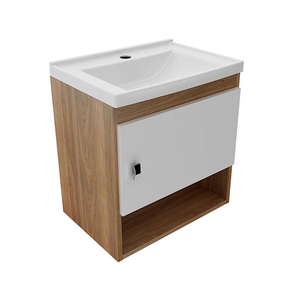 Mueble de baño con lavamanos linz teca/blanco - VIRTUAL MUEBLES