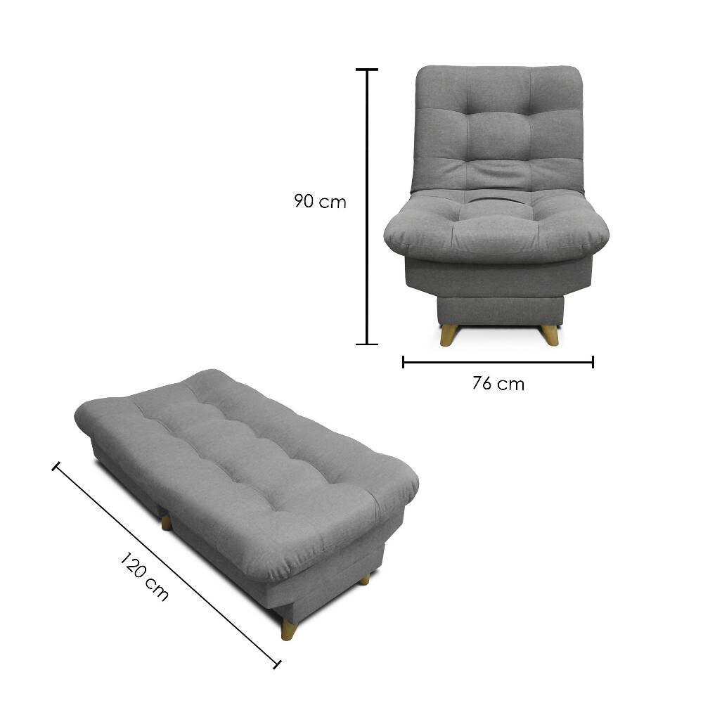 Silla Clic Clac Carvallo Lux Tela Gris - VIRTUAL MUEBLES