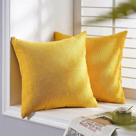 Funda X2 Cojines Decorativos Cuadrados en Tela Amarillo