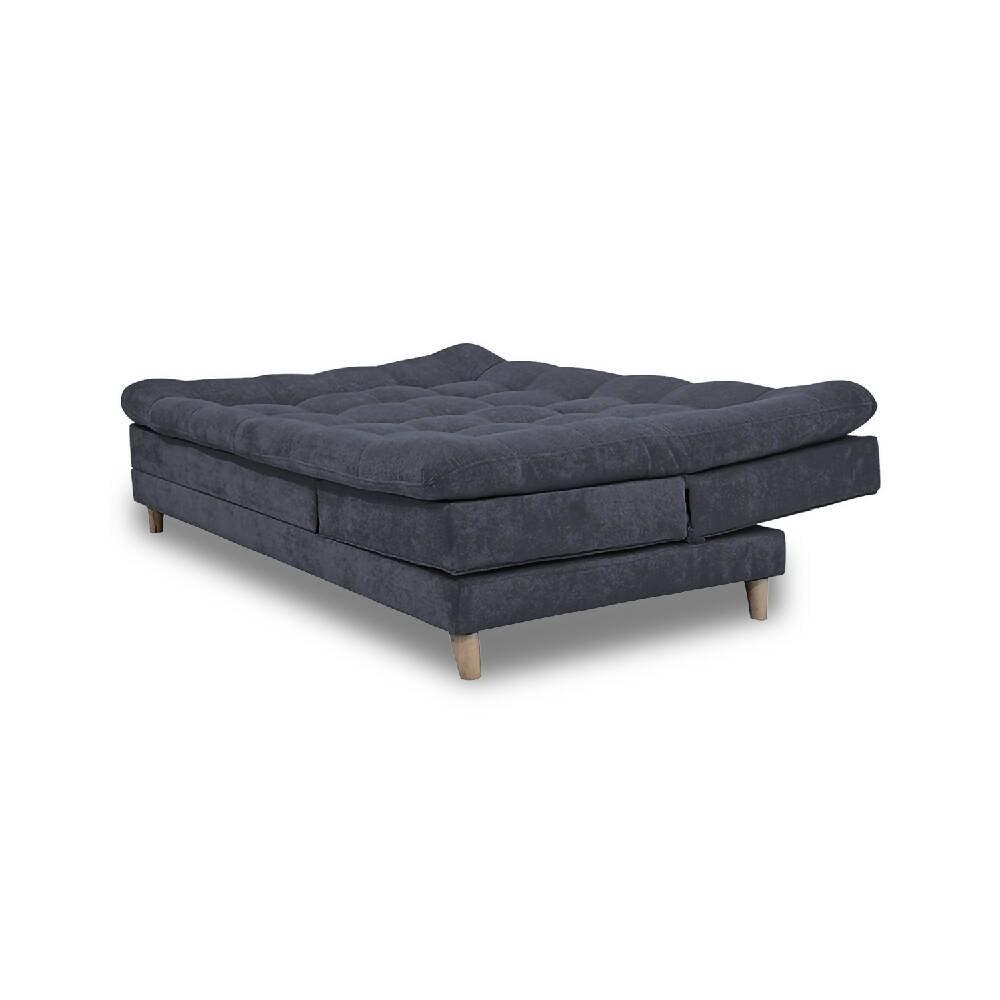 Sofá cama Cameron color grafito antirasguño y patas de madera - VIRTUAL MUEBLES