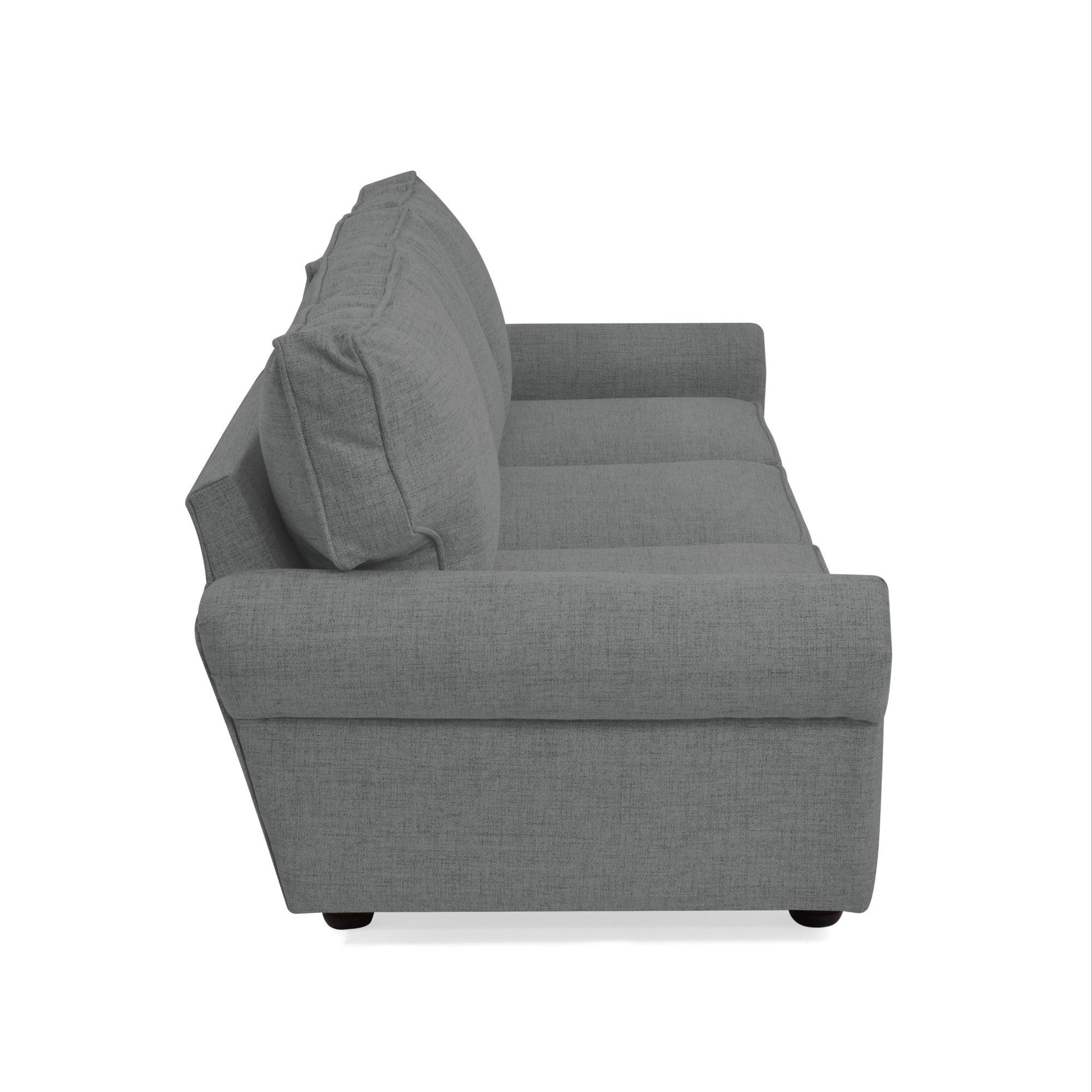 Sofa Lancaster Tela Poliester Gris - VIRTUAL MUEBLES