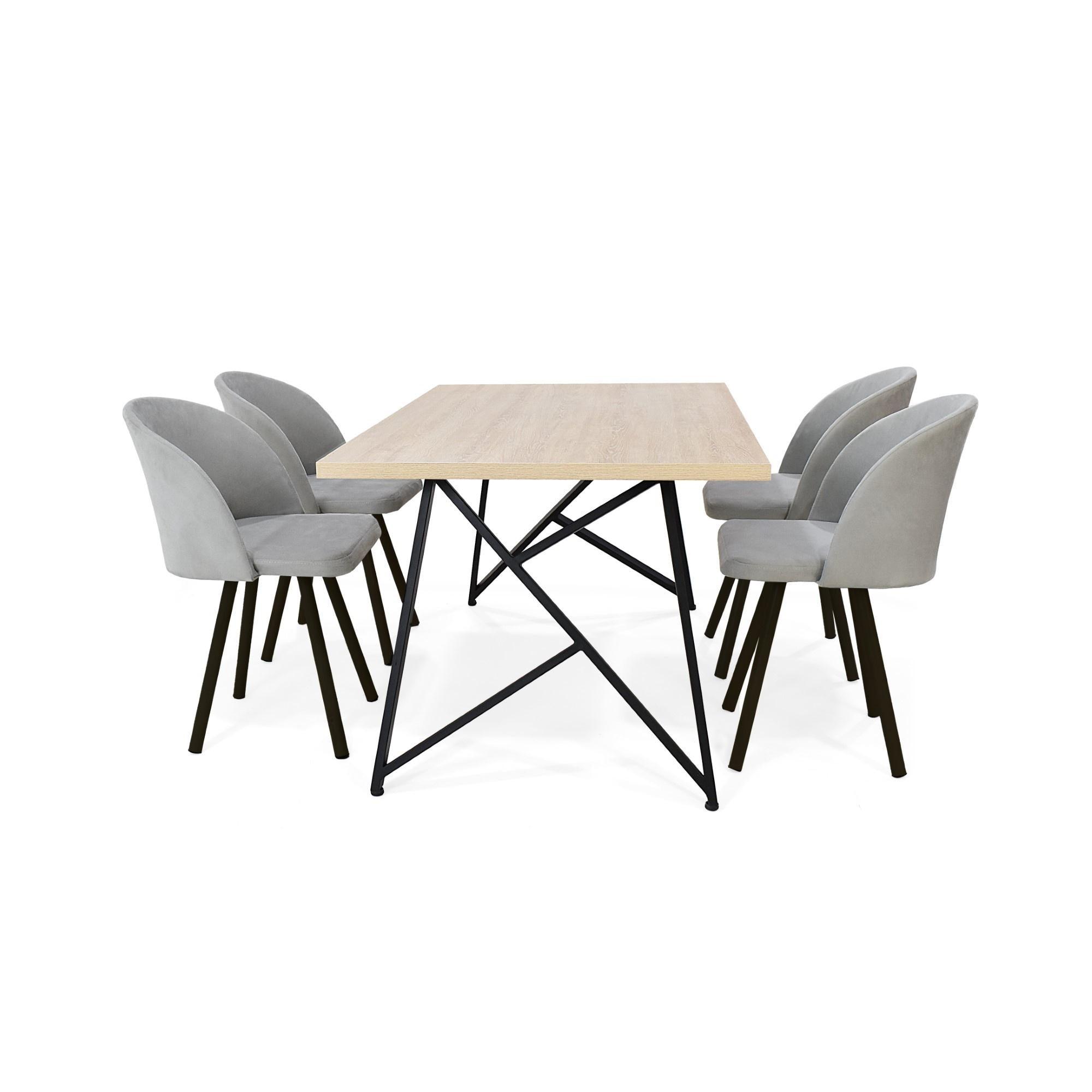 Comedor 4 Puestos Malaga Silla Sevilla Tela Plata