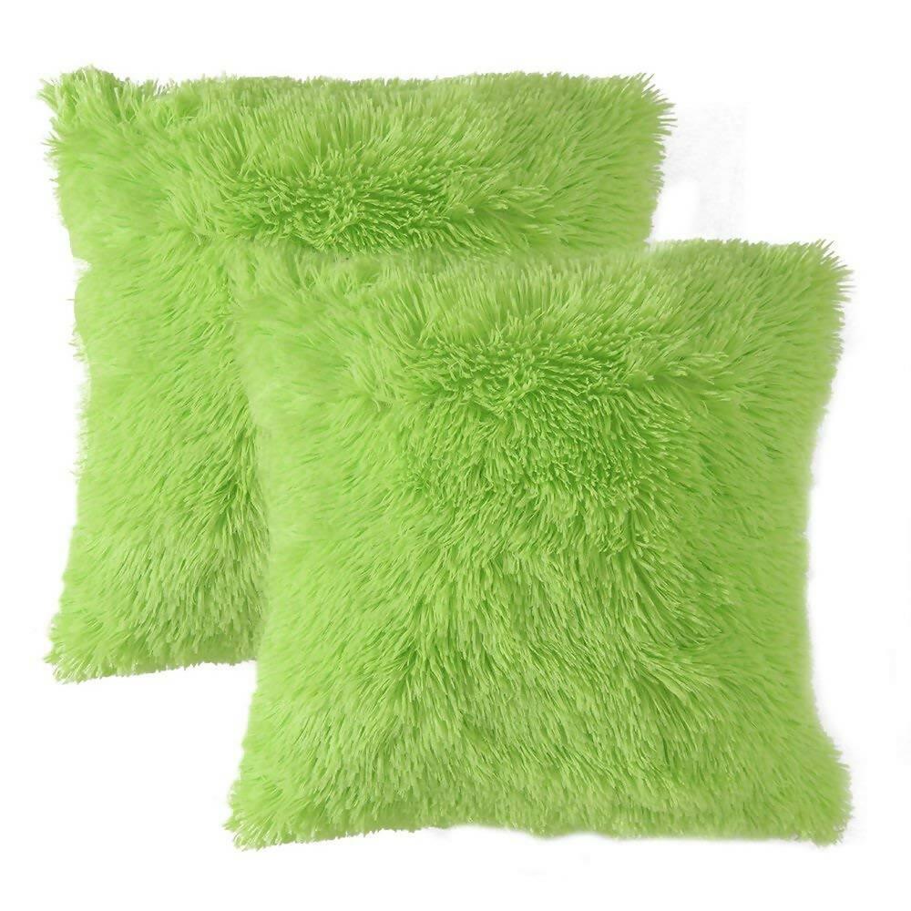 Cojin x2 Decorativo Péludo Verde Limón