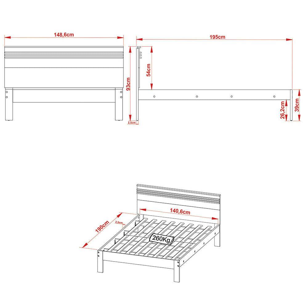 Cama doble Kaia Almendra/Blanco - VIRTUAL MUEBLES