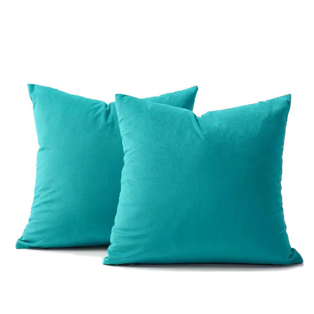 Funda X2 Cojines Decorativos Cuadrados En Tela Turquesa - VIRTUAL MUEBLES