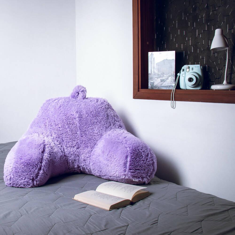 Cojín Anatómico Para TV y Lectura Funda Peluda Lila - VIRTUAL MUEBLES