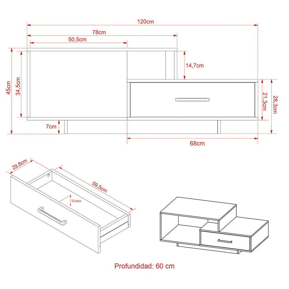 Mesa De Centro Mallorca Almendra/Gris - VIRTUAL MUEBLES