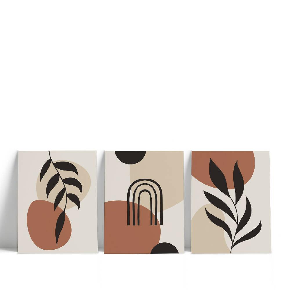 Tríptico Boho Hojas Terracota 30 cm x 40 cm