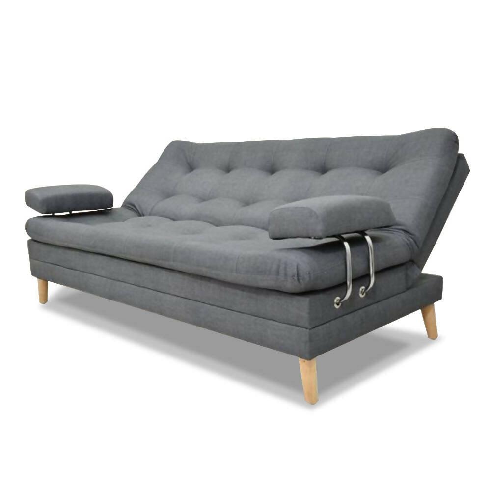 Sofá cama cooper con brazos gris poliéster - VIRTUAL MUEBLES